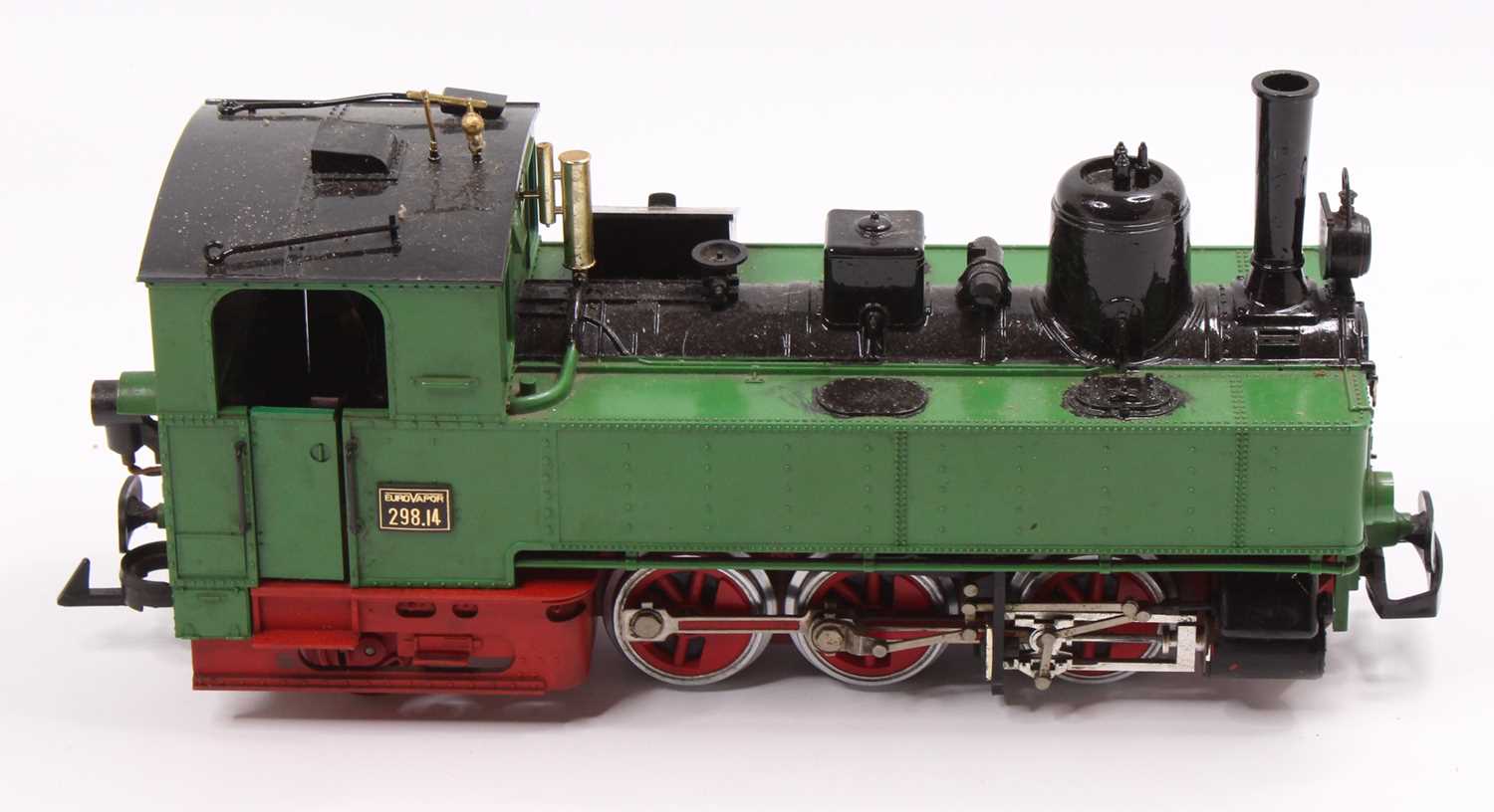 LGB no. 2073 0-6-2 loco running no. 298.14, red chassis green cab, model has been overpainted - Image 6 of 10