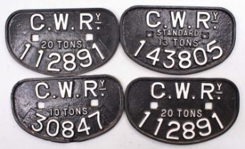 4 x GWR D type wagon plate repaints, comprising of 112891 x 2 , 143805 and 30847. All in very good