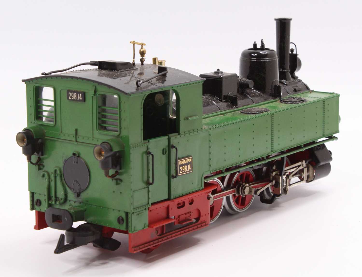 LGB no. 2073 0-6-2 loco running no. 298.14, red chassis green cab, model has been overpainted - Image 5 of 10