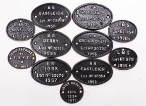 A collection of various cast iron makers and repair plates totalling 11. All are repainted and in