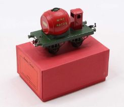 1929-30 Hornby Single wine wagon. Appears to be a total repaint. Open axleguard base, green, very