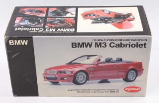 A Kyosho 1/18th scale BMW M3 Cabriolet in burgundy as issued in its original polystyrene packed box