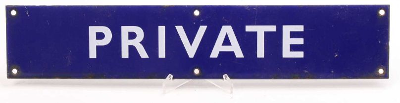 An original British Rail Eastern Region blue enamel 'private' sign, with 6 fixing holes and