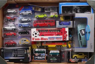 One tray containing a quantity of modern release diecasts to include Corgi Toys, Schuco, Siku, and