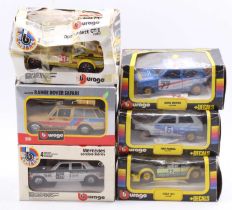 A collection of six various boxed Burago 1/24 scale diecast vehicles to include a Fiat Panda, Mini