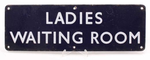 An original British Rail Eastern Region blue enamel sign 'Ladies Waiting Room', with 6 fixing holes,