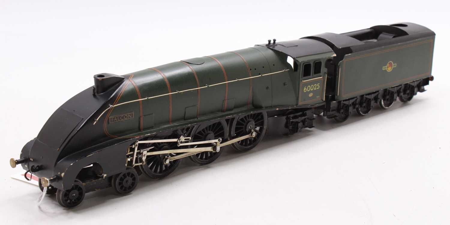 A4 loco & tender ‘Falcon’ 60023 BR matt green lined orange & black, finescale wheels. Kit/home