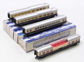 Hornby-acHO (France) Rheingold coaches, blue & cream, 6 boxed & 4 unboxed. 3 x 7451; 3 x 7447, 7445,