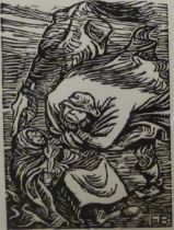 Ernst Barlach (1870-1938) - Group in a storm, 1919, woodcut, monogrammed EB within the plate lower