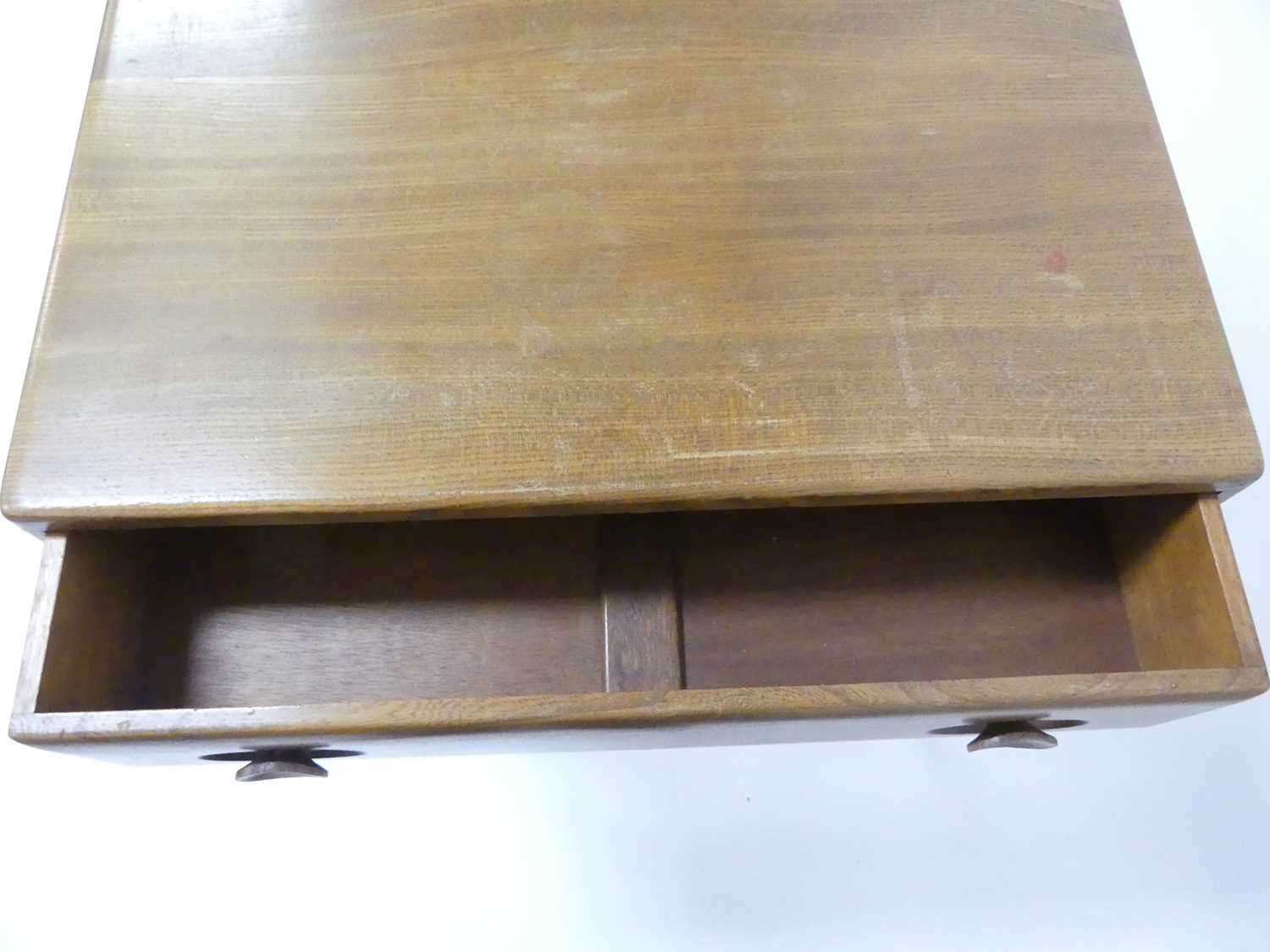 A 1960s Ercol blond elm Windsor 437 single drawer side table, raised on square slightly tapering - Image 4 of 4