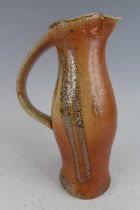 Lisa Hammond (b.1956) for Maze Hill Pottery - a "leaning jug", soda glazed studio pottery, incised