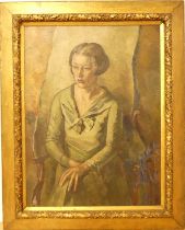 § James Morey Hockey (1904-1990) - The late Mrs Bouverie Hoyton, three-quarter length portrait