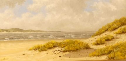 A. H. Nordberg - Sand Dunes and Seascape, oil on canvas, signed lower left, 40.5 x 82cm