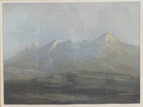 Tom Mackenzie (1947-2018) - Cuillins from Drynoch, etching printed in colours, signed, titled and