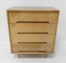 Ernest Gomme for G-Plan - a 1960s light oak chest of four long drawers, having curved integral lower