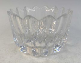 An Orrefors crystal glass bowl, of faceted form, etched Orrefors and numbered 4514-121 verso, h.10.
