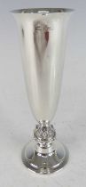 A 1960s silver footed spill vase by David Lawrence Silverware, of plain trumpet form, with Celtic