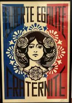 Shepard Fairey (b.1970) - Liberté Égalité Fraternité (2022) , lithograph printed in colours,