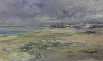John Livesey (1926-1990) - Old Hastings Beach, 1960, palette knife oil on board, signed lower right,