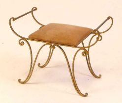 Pier Luigi Colli (1895-1968) - a circa 1950s gilt brass dressing stool, of scroll form having a