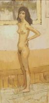 Studio of Peter Collins - Standing Nude Woman, oil on canvas, 77 x 38cm