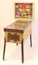 A circa 1970s Sunset Flipper pinball machine by D Gottlieb & Co., aluminium framed with