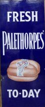 An early 20th century enamel on metal wall mounted advertising sign 'FRESH PALETHORPES' TO-DAY',