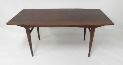 A. Younger Ltd - a 1960s Danish 'Fonseca' afrormosia teak dining table, the one-piece top with