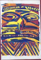 A 1980s abstract screenprint tiled Man-Eagle, printed in bold block colours, indistinctly signed,