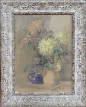 Rose Mead (1868-1946) - Still life flowers in a vase with jug, watercolour, signed lower right, 38.5