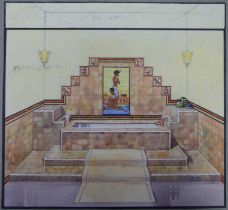 A collection of sundry circa 1920s/30s bathroom designs, pencil and watercolour wash (11)