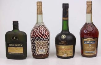 Courvoisier VSOP Fine Champagne Cognac, 100cl, 40%, five bottles, Martell VS Fine Cognac, 100cl,