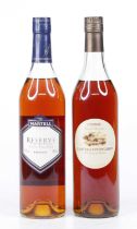 Château Courvoisier Grande champagne cognac, 70cl, 40%, one bottle; and Martell Reserve cognac,