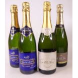 H Blin NV Champagne, one bottle, Saumur NV Brut, two bottles, Cremant de Bourgogne NV Brut, one