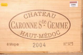 Château Caronne Ste Gemme 2004 Haut-Medoc, 12 bottles (OWC)