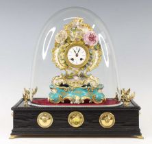 Henry Mare of Paris - a circa 1900 porcelain mantel clock, having a signed white enamel dial,