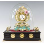 Henry Mare of Paris - a circa 1900 porcelain mantel clock, having a signed white enamel dial,