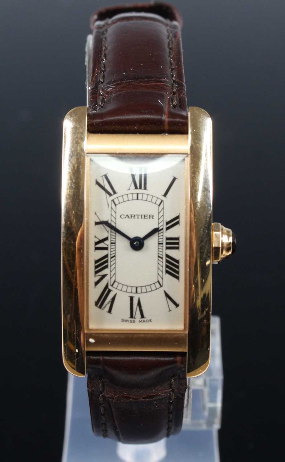 A lady's 18ct gold Cartier Tank Amercaine wristwatch, ref. 2503, No. 133257RX, circa 1995-2000,