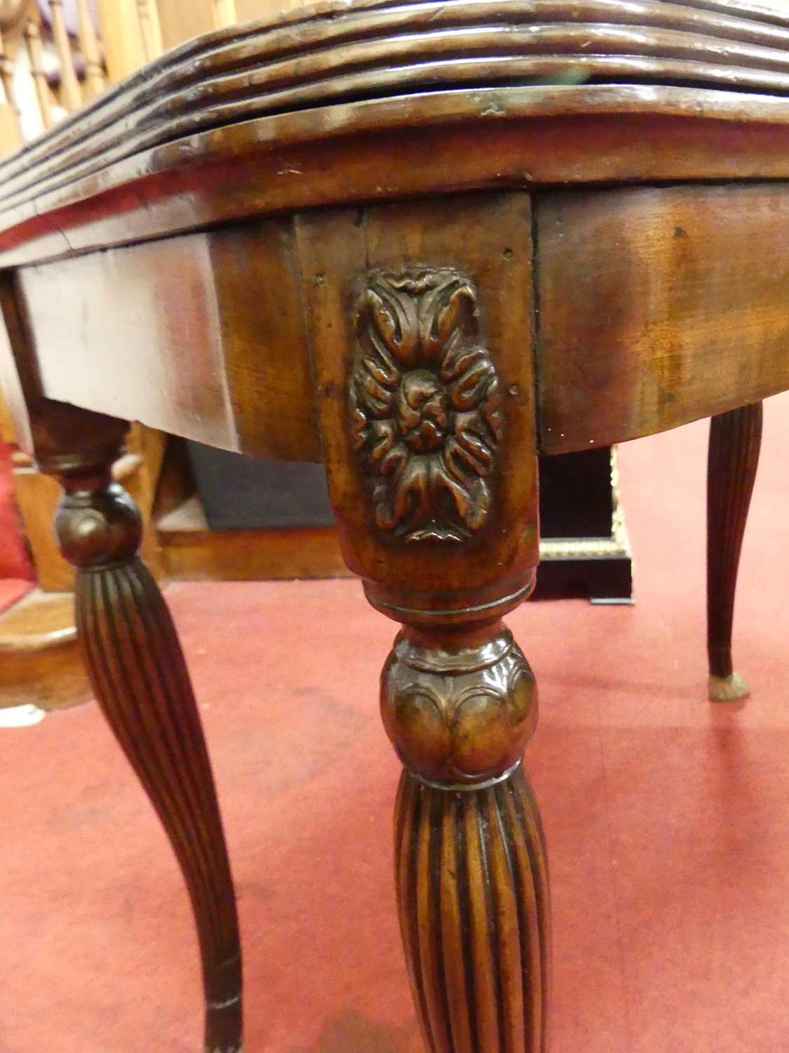 A George III Irish mahogany card table, the D-shaped fold-over top having a reeded edge and on - Image 12 of 12
