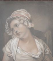 Follower of Jean Baptiste Greuze - half-length portrait study of a young girl, pastel, 46 x 39cm