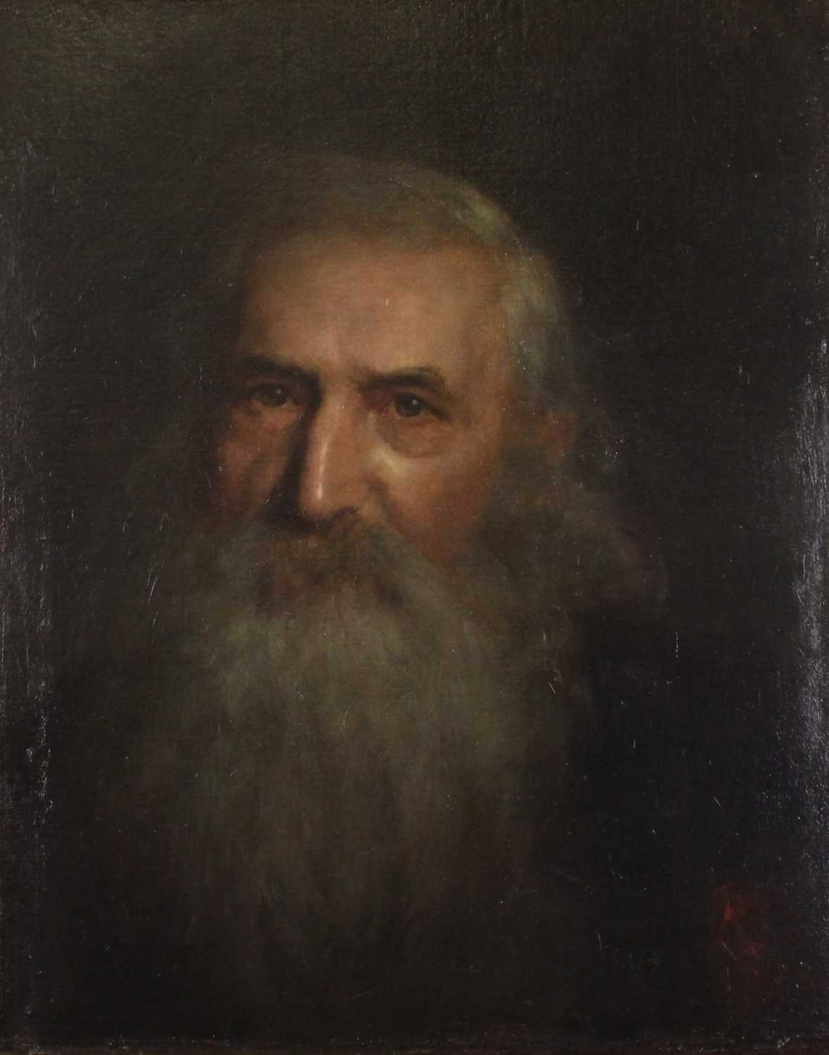 Late 19th century English school - half-length portrait study of Lord Leighton(?), oil on canvas, 51