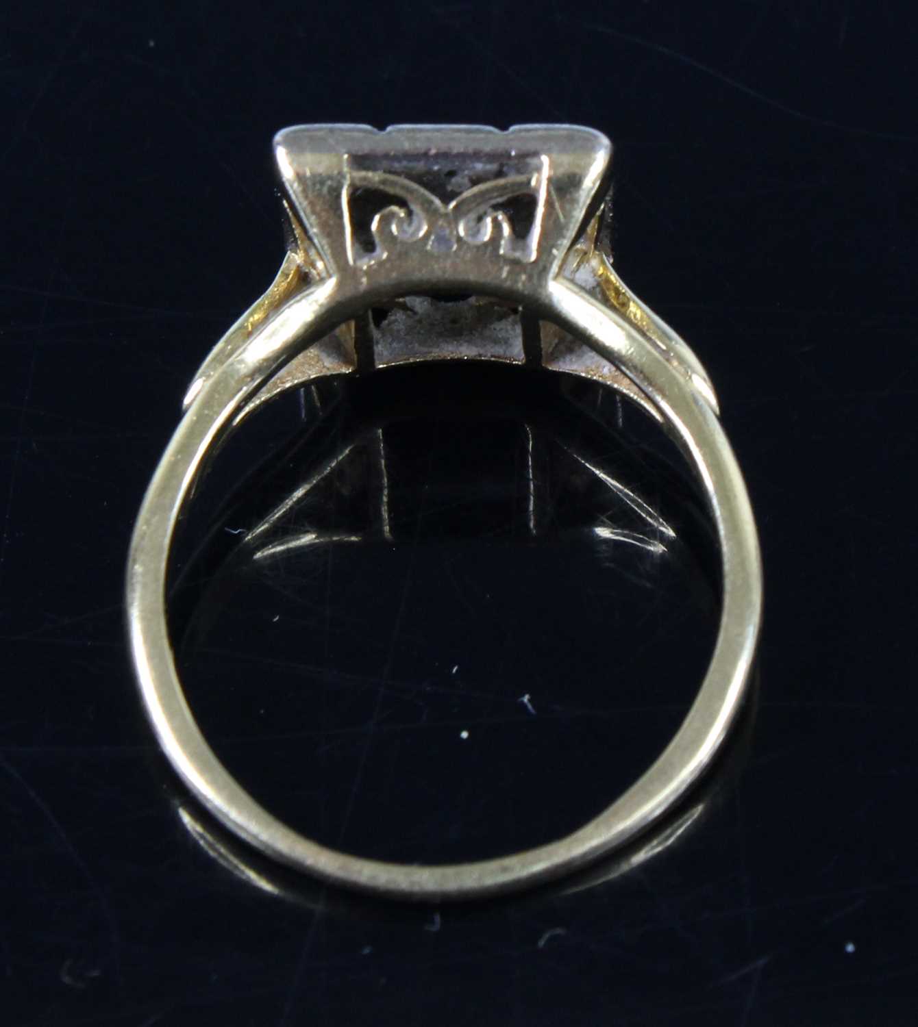 An 18ct yellow and white gold diamond rectangular cluster ring, comprising nine single cut - Image 4 of 4