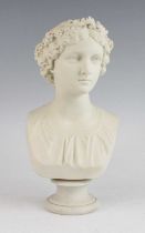 A Copeland parian bust of the May Queen, 19th century, modelled by Joseph Durham, impressed