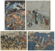 Four Ukiyo-e Japanese woodblock prints, comprising Utagawa Hirokage (act.1855-1665) - sheet one from