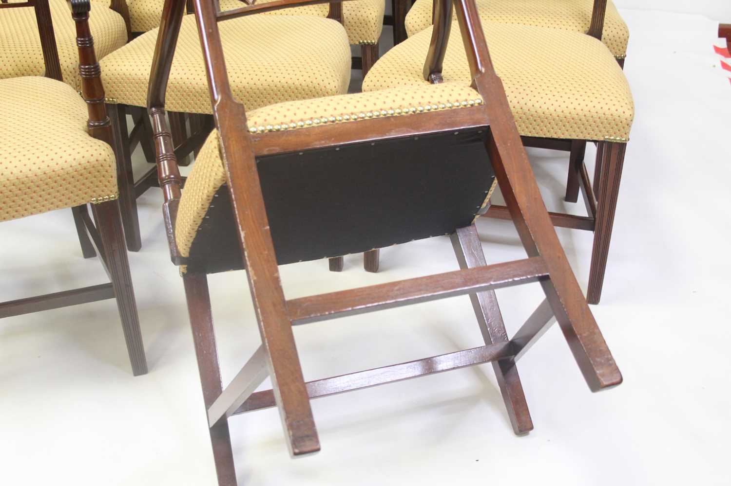 A set of eight late Georgian mahogany barback dining chairs, each having reeded and acanthus leaf - Image 3 of 5