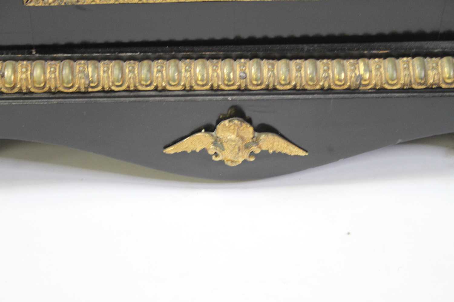 A pair of late 19th century ebonised and gilt metal mounted pier cabinets, each having glazed - Image 6 of 6