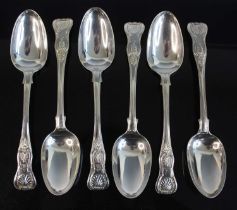 A set of six William IV silver tablespoons, in the Kings pattern with shell backs, maker William