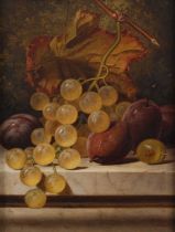 Henry George Todd (1846-1898) - Still life with fruit on a stone ledge, oil on canvas, signed and