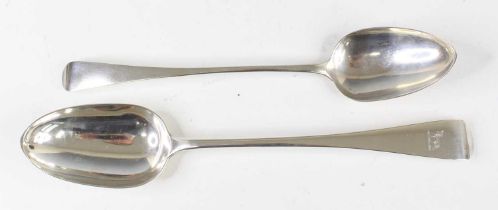 A George III silver tablespoon, in the Old English pattern, makers mark worn, London 1800, 27.5'