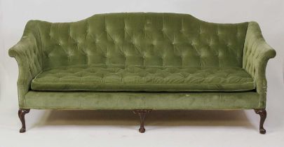 An early 20th century mahogany framed settee in the Georgian style, having a gentle humpback and